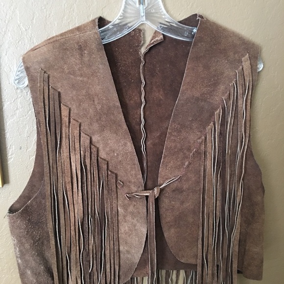 Vintage Jackets & Blazers - Vintage cropped suede fringe vest